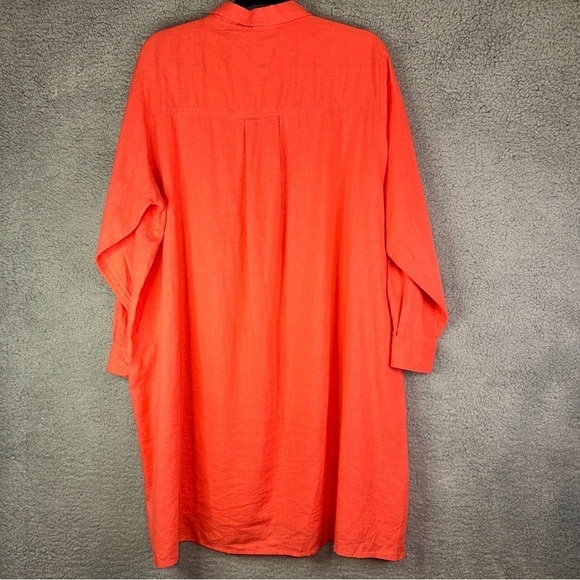 Encore by Idina Menzel Dress Womens Large Petite Coral Regular Relaxed Linen - Picture 4 of 12